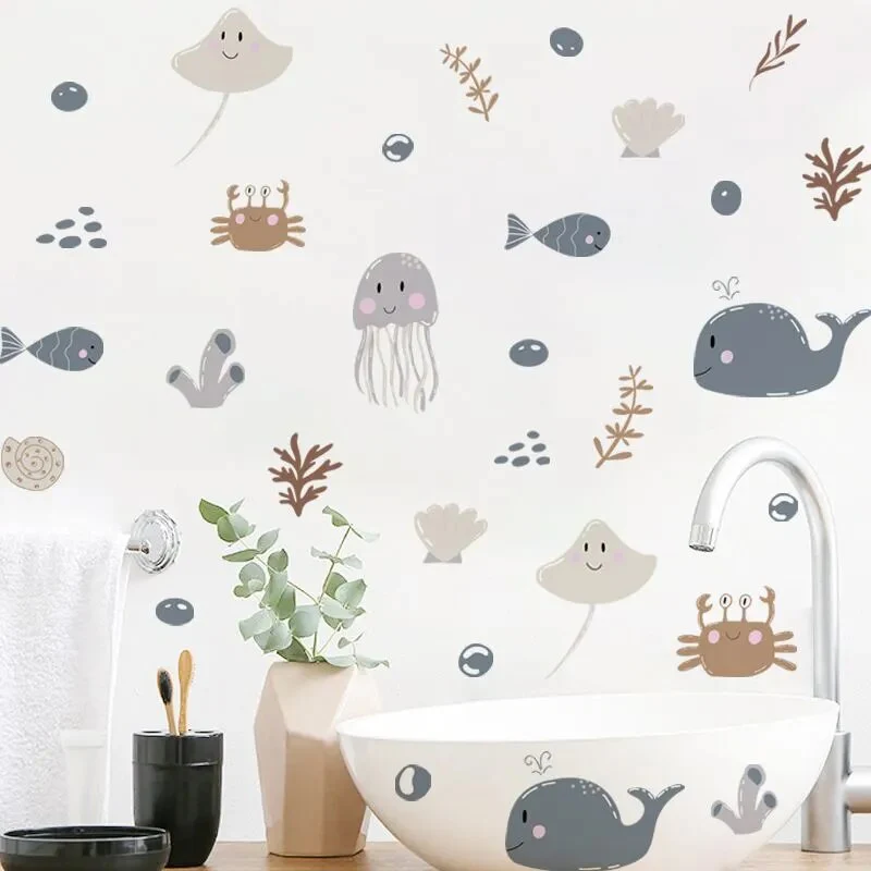 Cartoon Ocean Animal Wall Decals for Baby Nursery