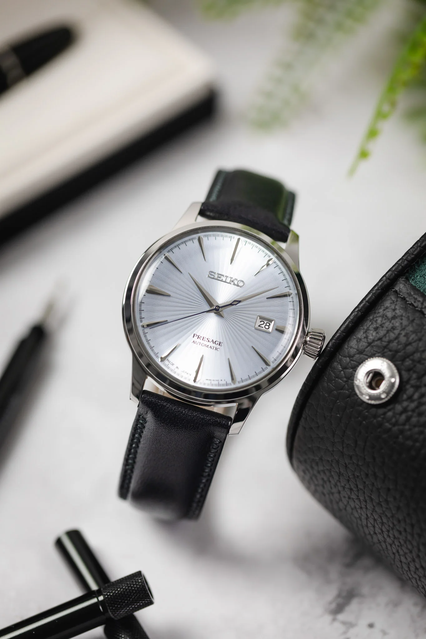 Hirsch ASCOT English Leather Watch Strap in BLACK