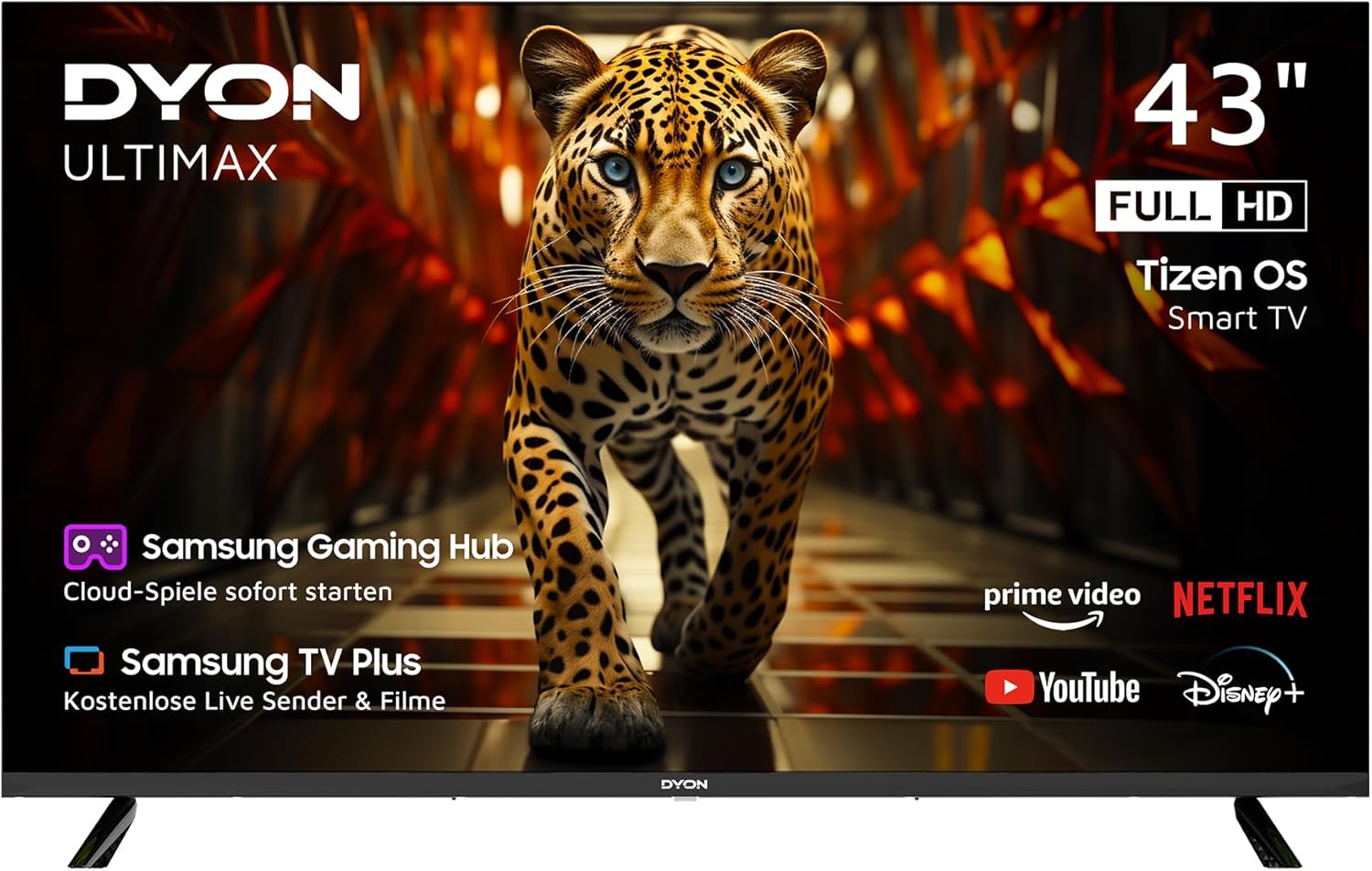 DYON ULTIMAX 43F-TI – 43 Zoll (108 cm) Full-HD Smart TV mit Tizen OS, Triple Tuner (DVB-C/-S2/-T2), Smart & Gaming Hub, Prime Video, Netflix, Disney+ [2025]
