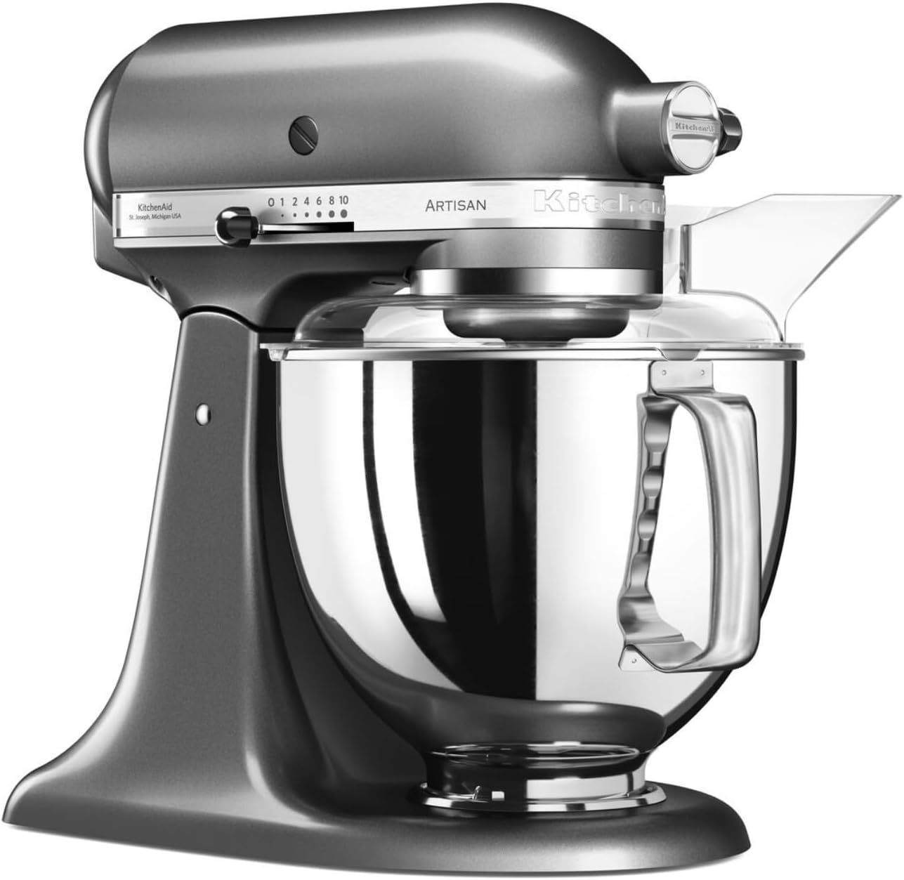 KitchenAid Küchenmaschine I Artisan I Kippbarem Food Processor I Teigknetmaschine mit 5 Zubehör | 2 Schüsseln aus Edelstahl | 4.8 L | Schwarz