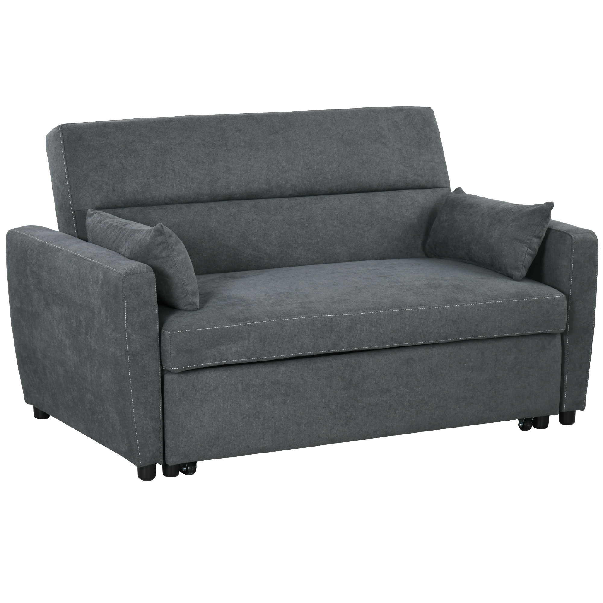 Uitklapbare slaapbank, 2-zits, tot 200 kg, Houten frame, 155x90x88,5cm, Donkergrijs