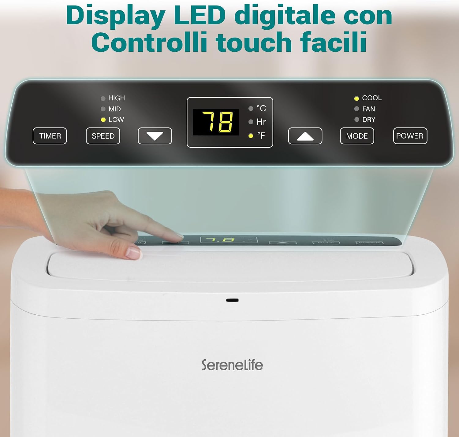 SereneLife Mobile Klimaanlage 4,1 kW 13000 BTU – Kleine Klimaanlage für Zimmer bis 105 m² Leise 52 dB Klimagerät fürs Schlafzimmer mit WLAN Entfeuchter, Lüfter, Fernbedienung