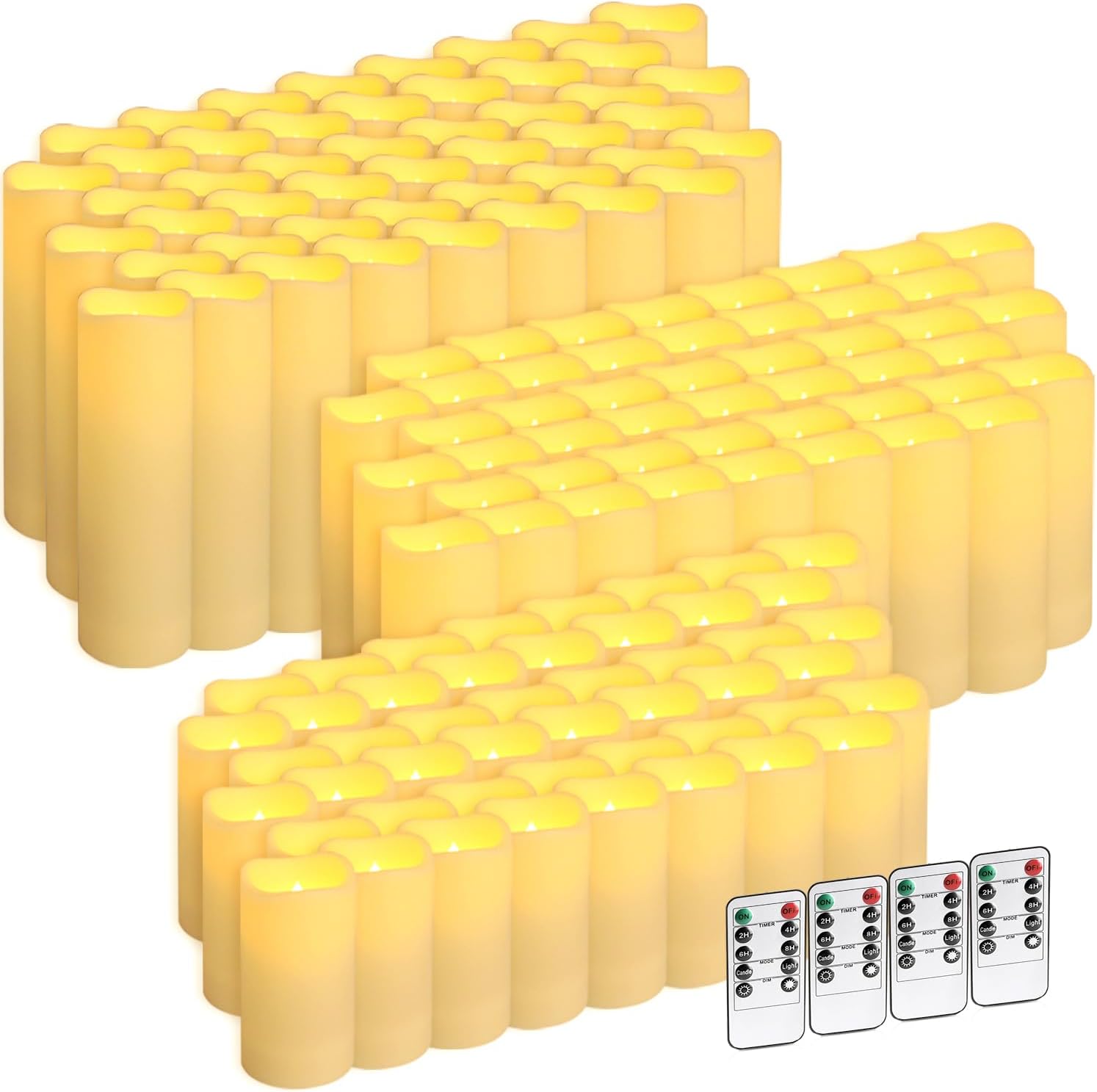 Flammenlose LED-Kerzen mit Fernbedienung, batteriebetrieben, Timer, dimmbar, 3D-Flamme, flackernd, perfekt für Halloween, Weihnachtsfeiern, Hochzeiten, Heimdekoration, Geschenk und besondere Anlässe.