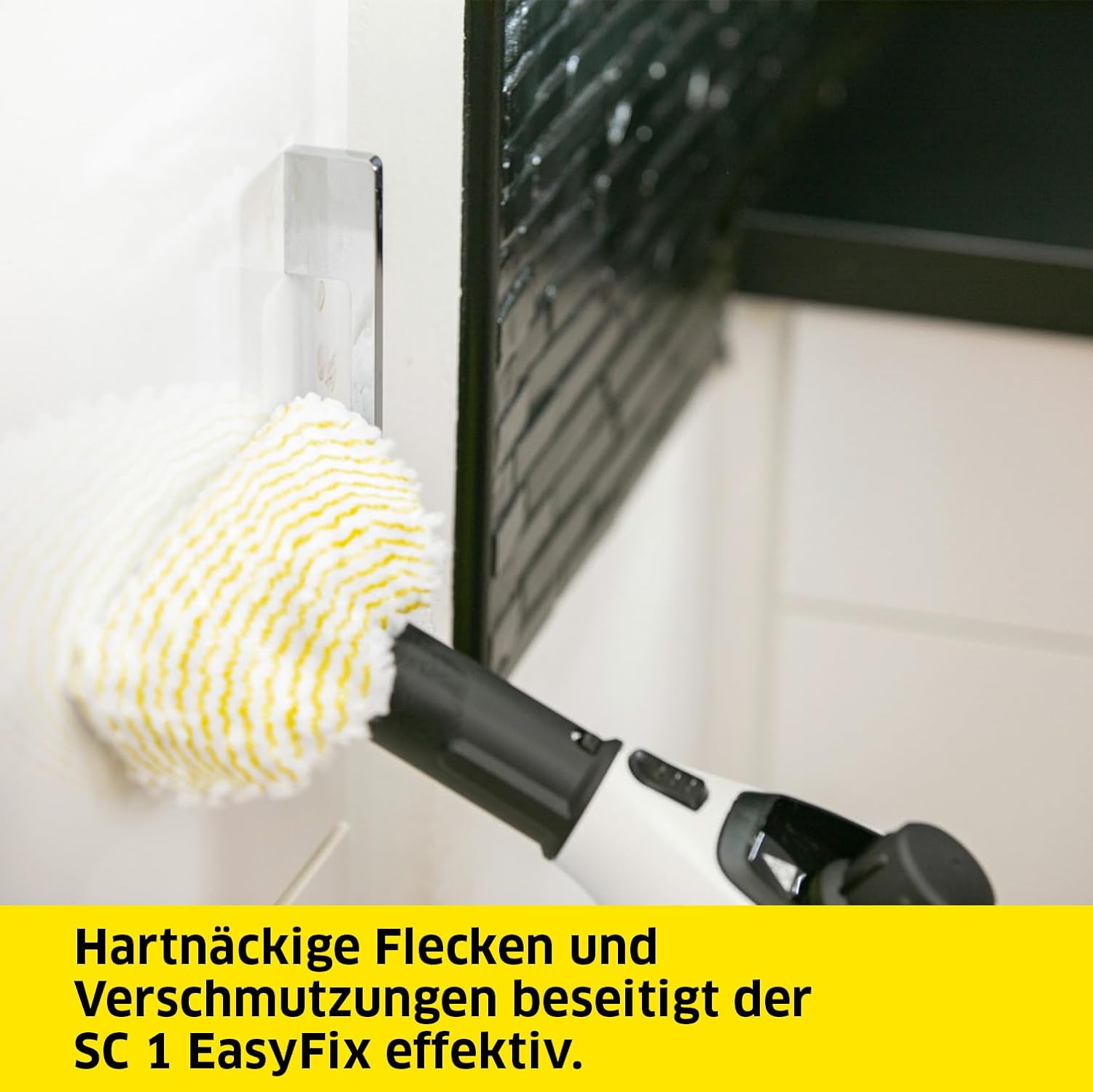 Krcher Dampfreiniger SC 1, Dampfdruck: 3 bar, Aufheizzeit: 3 min., Leistung: 1.200 W, Flchenleistung: 20 m, Tank: 200 ml, mit Hand-, Punktstrahl- und Powerdüse, Mikrofaser-berzug und Rundbürste