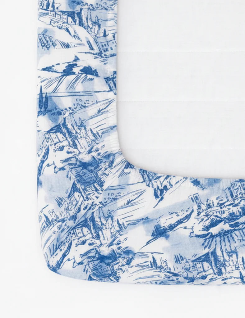 Blue Toile Crib Sheet