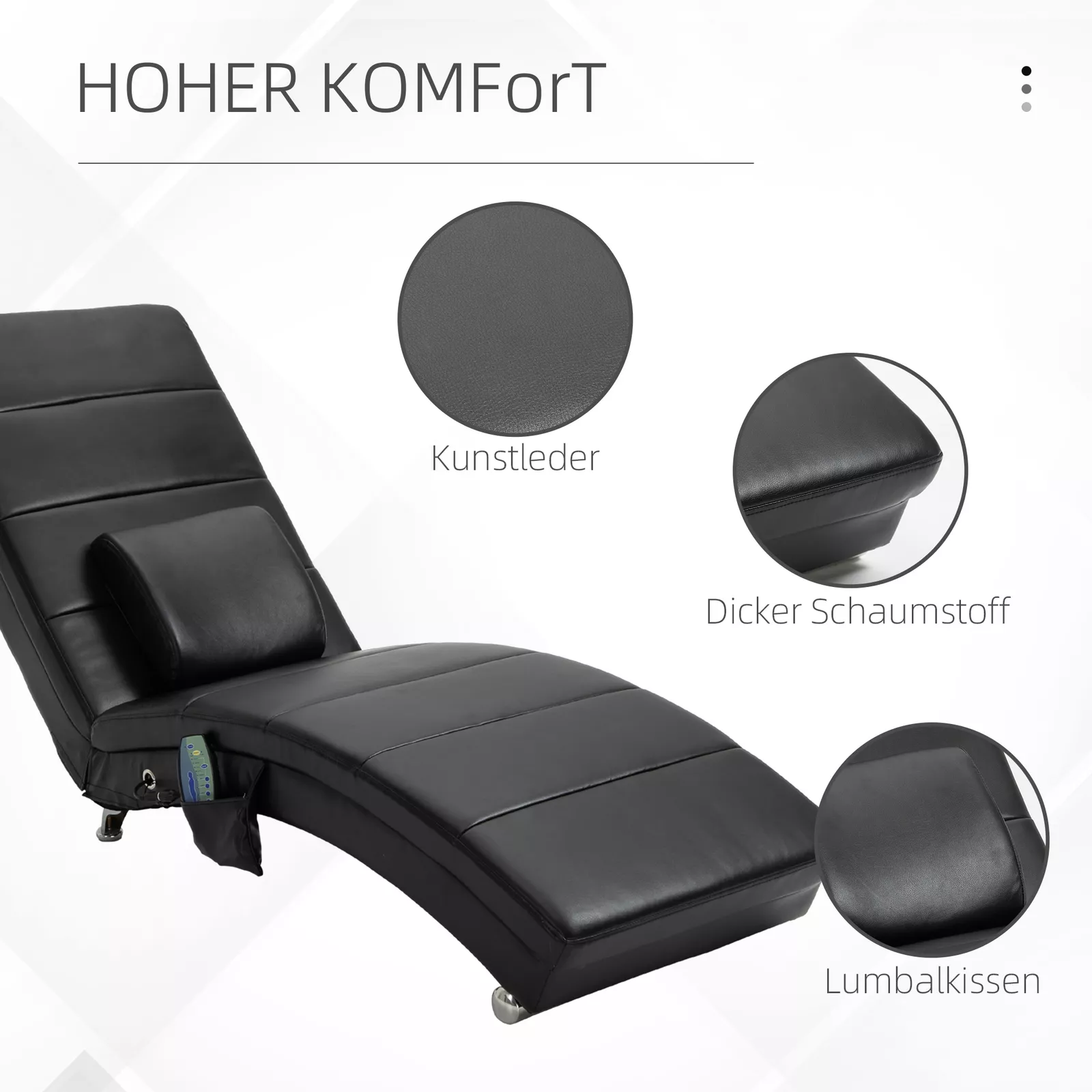 Relaxligstoel met massagefunctie �C Loungestoel Chaise Longue in Zero-Gravity design �C Zwart