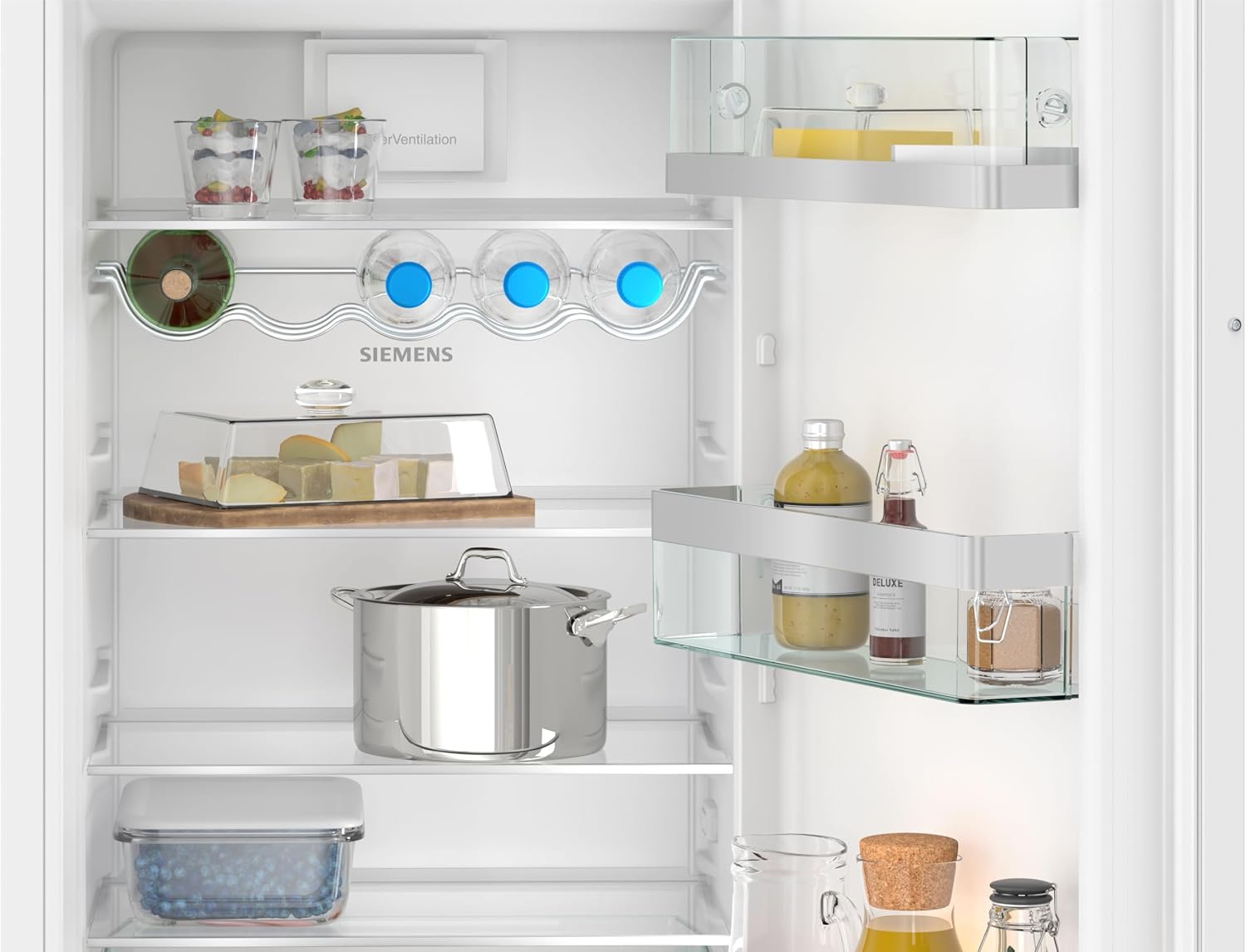 Siemens KI82LADD0 iQ500, Einbau-Kühlschrank mit Gefrierfach, 177,5 x 56 cm Nische, 246 L Kühlen & 34 L Gefrieren, Made in Germany, hyperFresh für längere Frische, schnell Kühlen, Leise, Flachscharnier