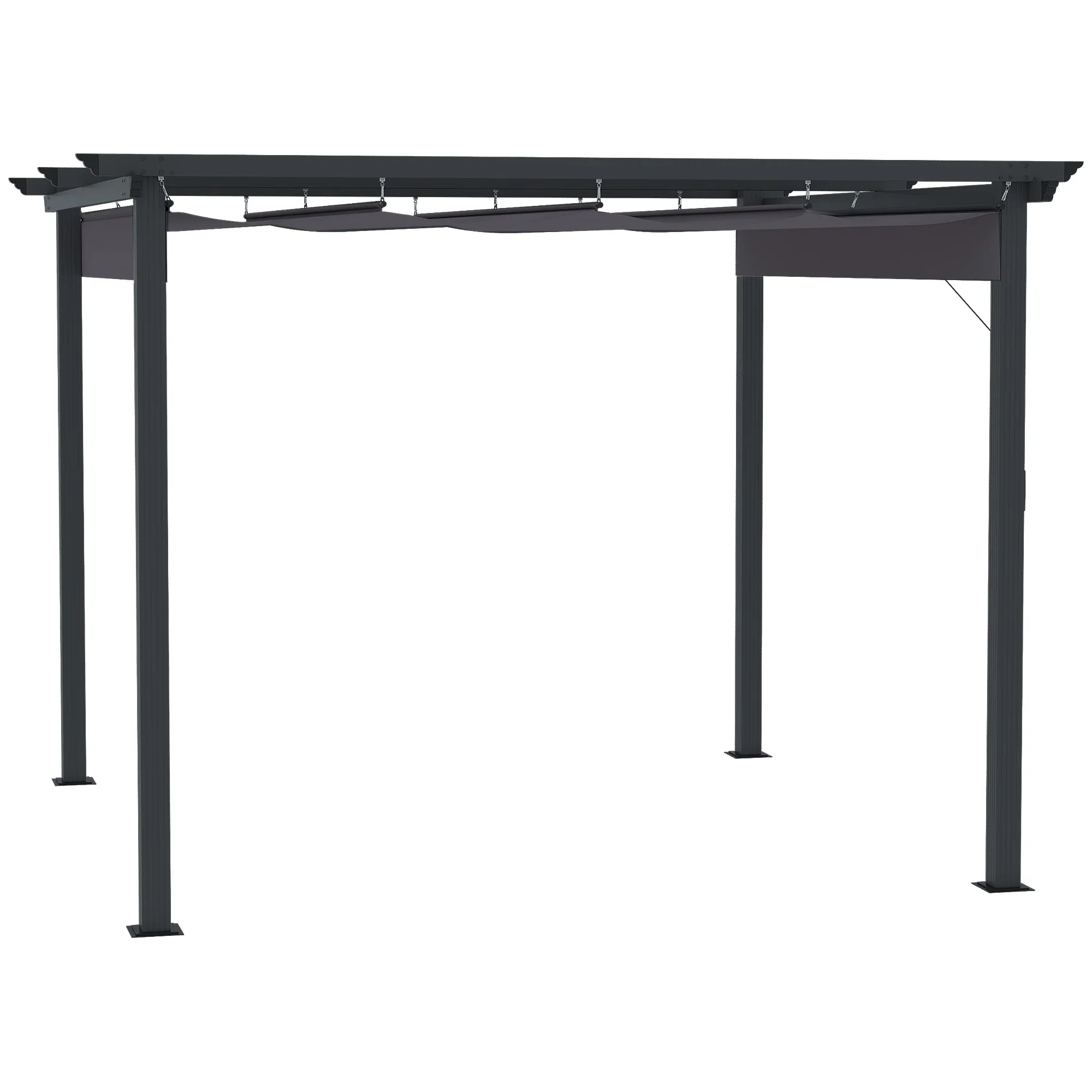 Outsunny Pergola 2,95x2,95 m met schuifdak grijs