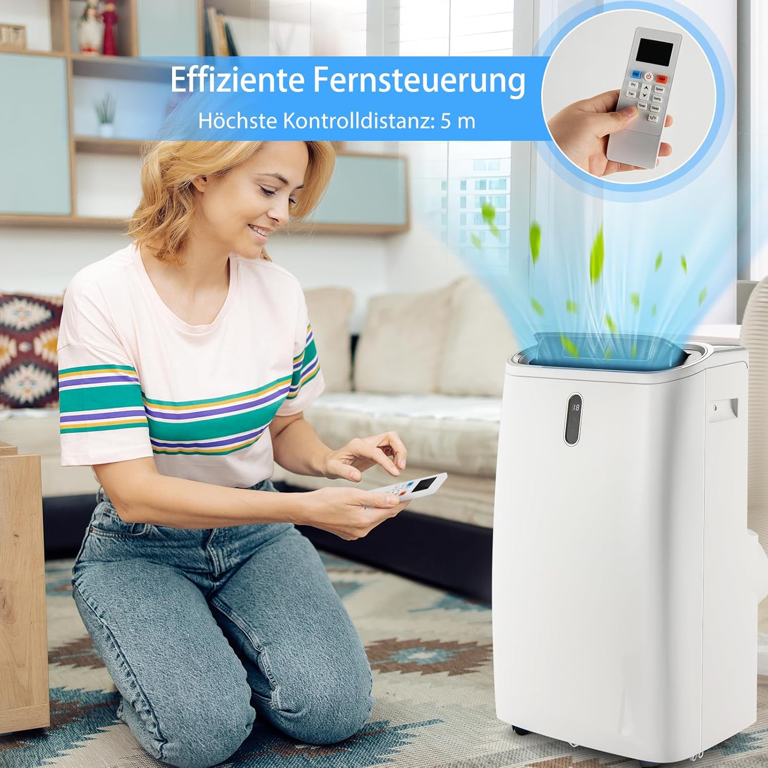 SOARS Klimaanlage mobil, 16000BTU 4,7kW, Kühlen & Heizen & Ventilieren & Entfeuchten, Klimagerät mit Abluftschlauch, Fernbedienung/App, 24H Timer, für Räume bis zu 50m² (16000BTU 4,7kW)