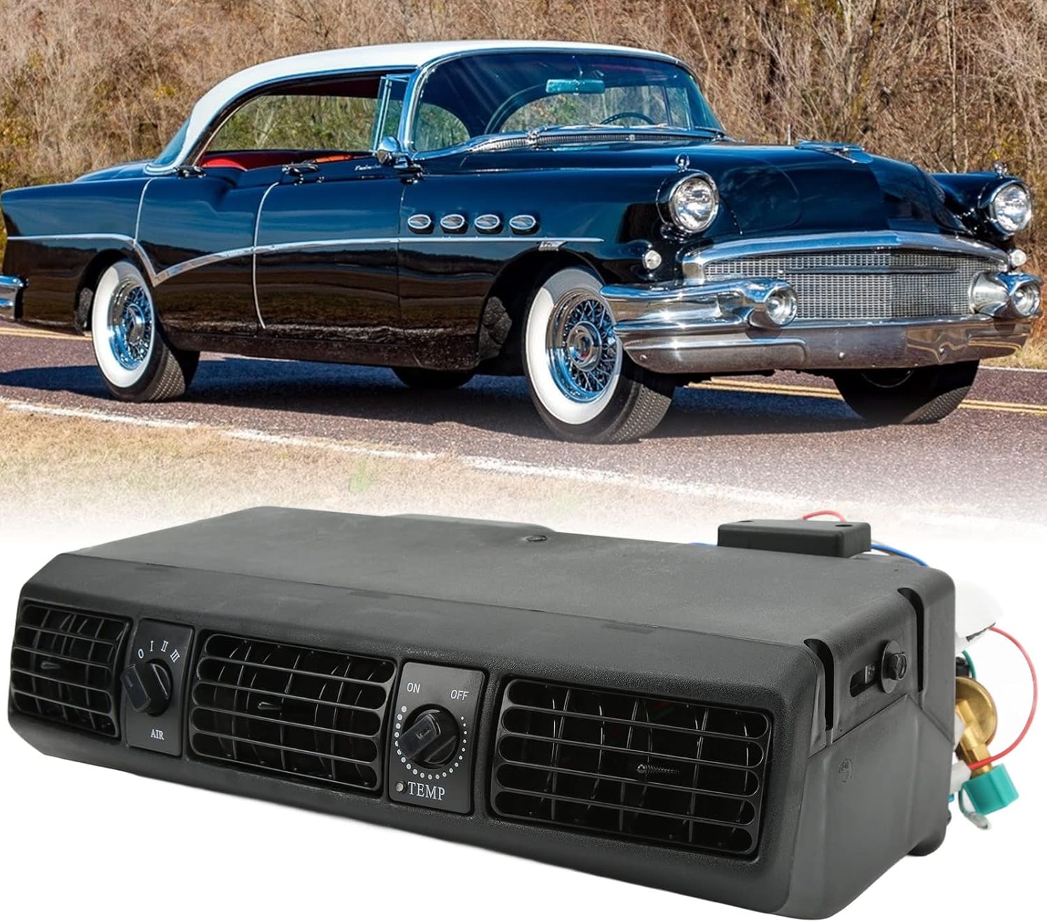 Focket Universelles Under Dash Klimaanlagen Verdampfer Kit, 360 CFM 3 Gang Kühlleistung 18853 BTU, 32 Pass 4 Wege Spule Universal Klimaanlage für Oldtimer, Wohnmobile (12V)