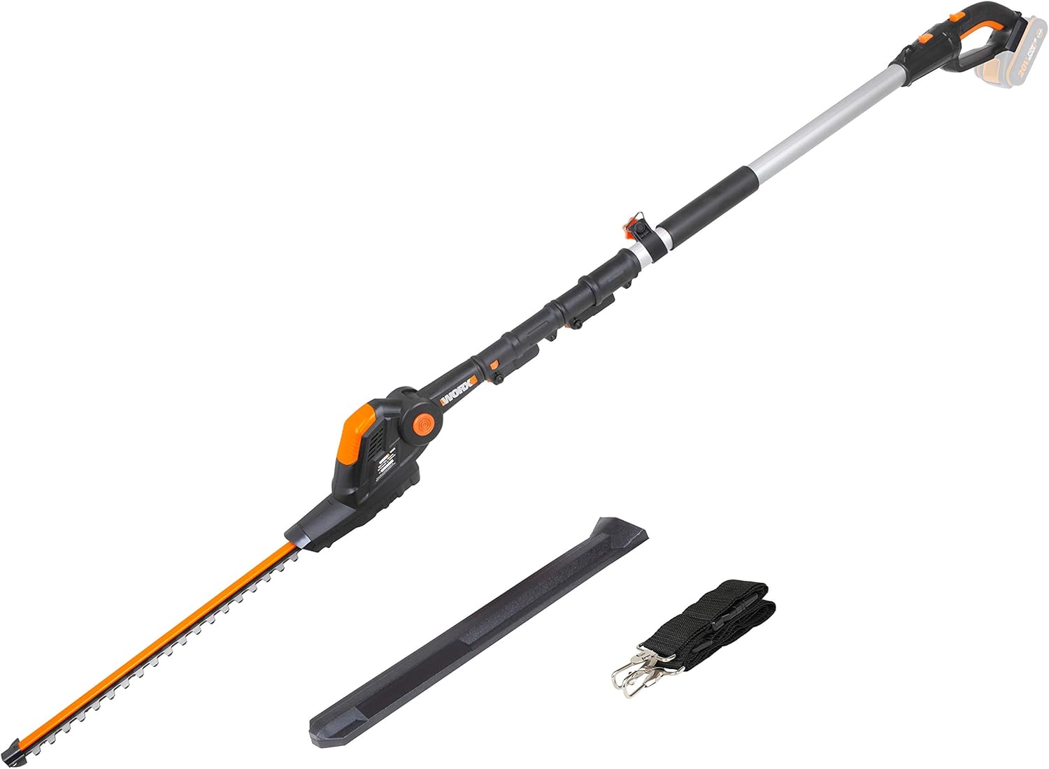 WORX WG252E.9 Akku Teleskop Heckenschere - 45cm Schnittbreite - 10-Fach Verstellbarer Teleskopstiel bis 3,20 Meter Hhe - PowerShare kompatibel - Ohne Akku & Ladegert