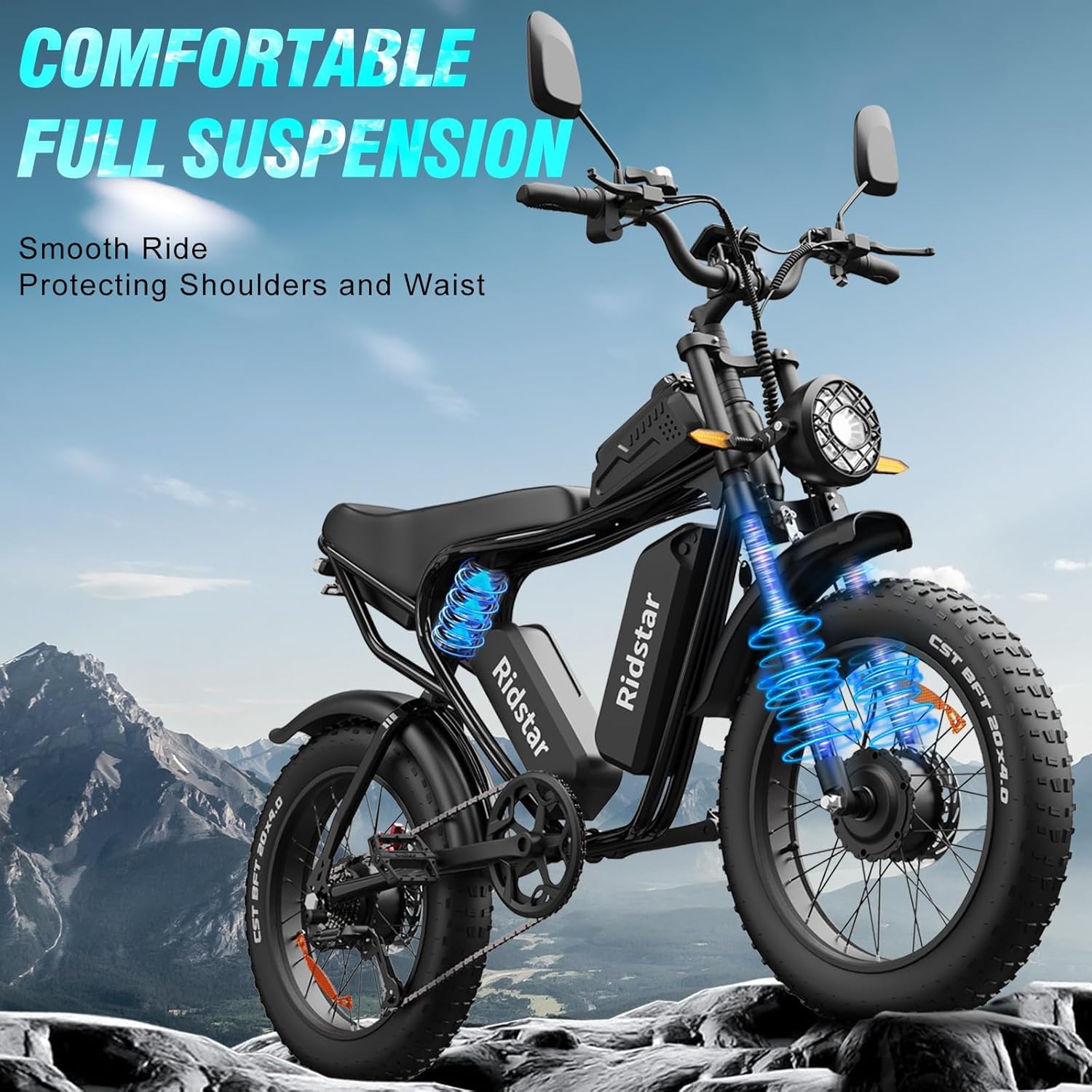 Electric Bike Q20. 2000W. 52V. 30-180 Miles All-Terrain Fat Tire E-Bike for Adults