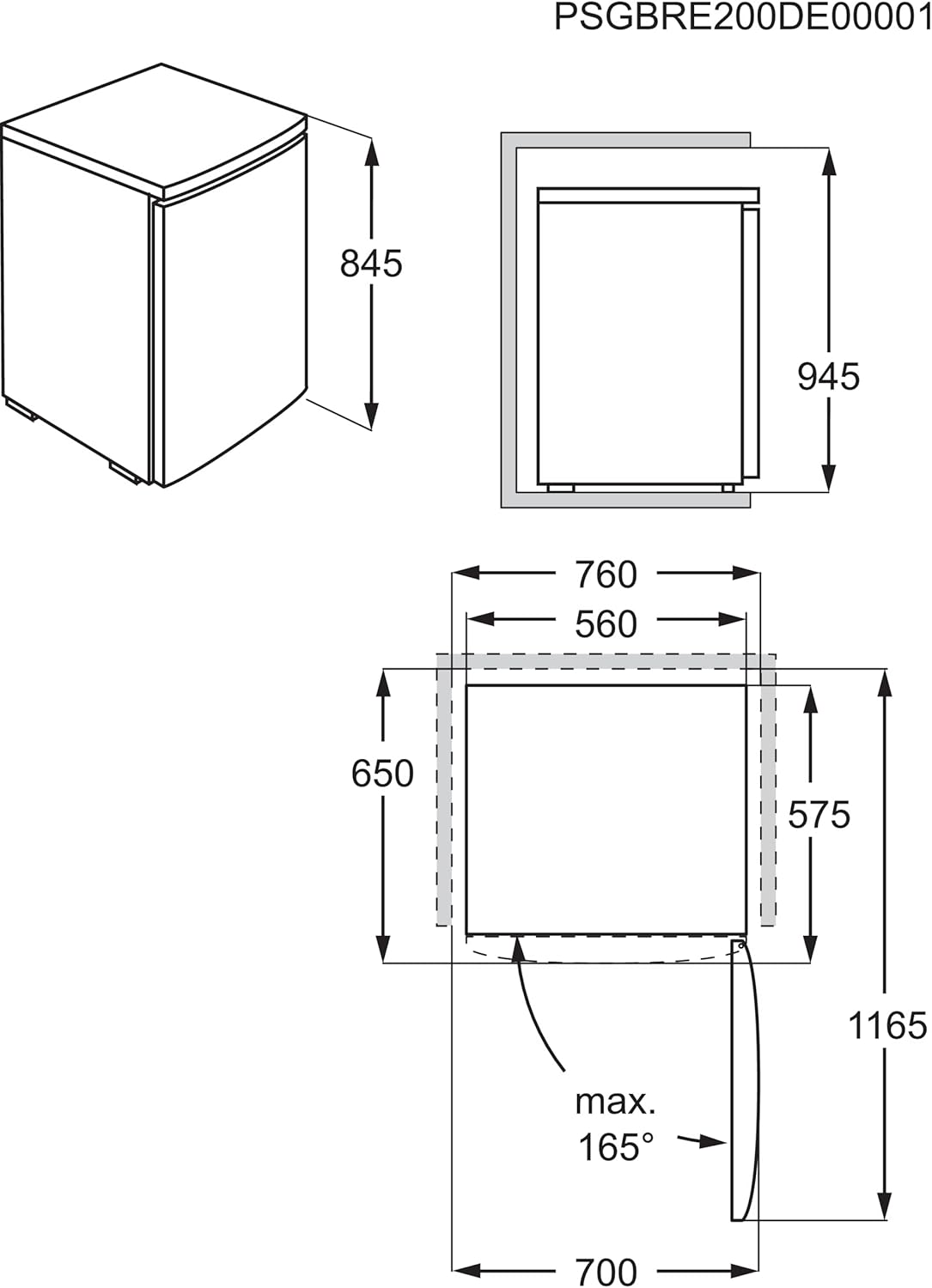 AEG RTS814DXAW Freistehender Tisch-Kühlschrank / 845 mm / 134 L / D