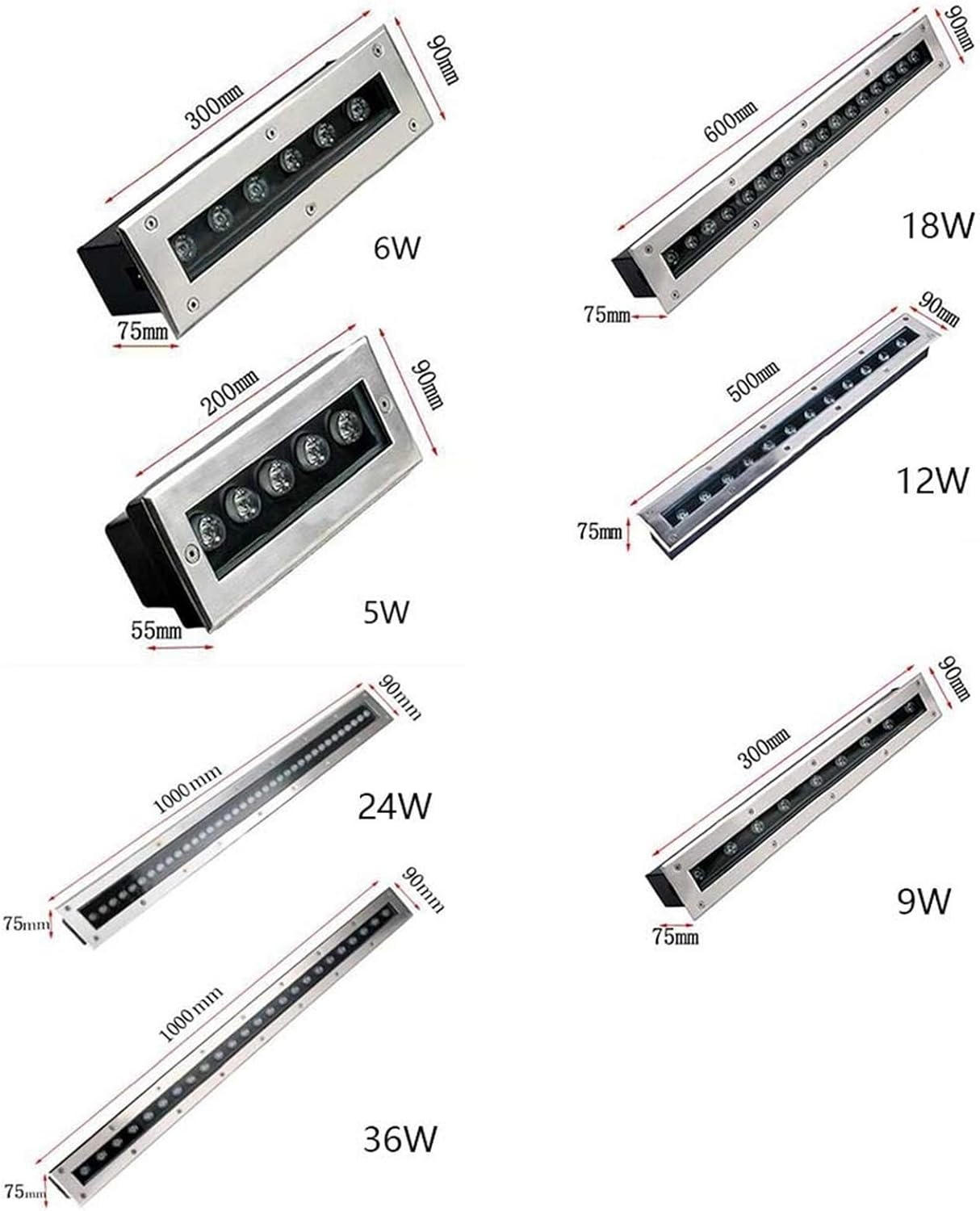 Led Bodeneinbaustrahler Rechteck aussen bodenleuchten IP67 wasserdicht Bodeneinbauleuchten für Außenbereich, Terrasse, Garten, Schwimmbadflur(Blau,36W)