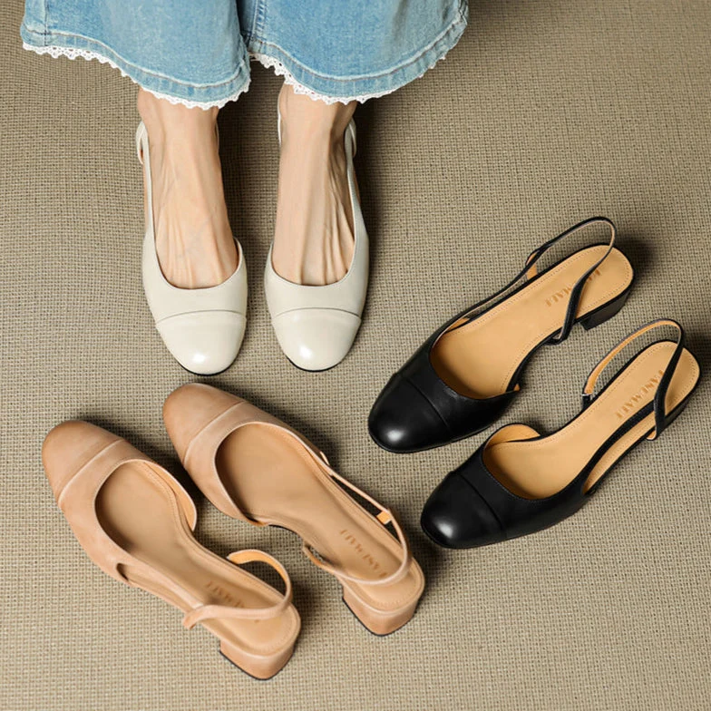 Slingback-Pumps aus echtem Leder f��r Damen