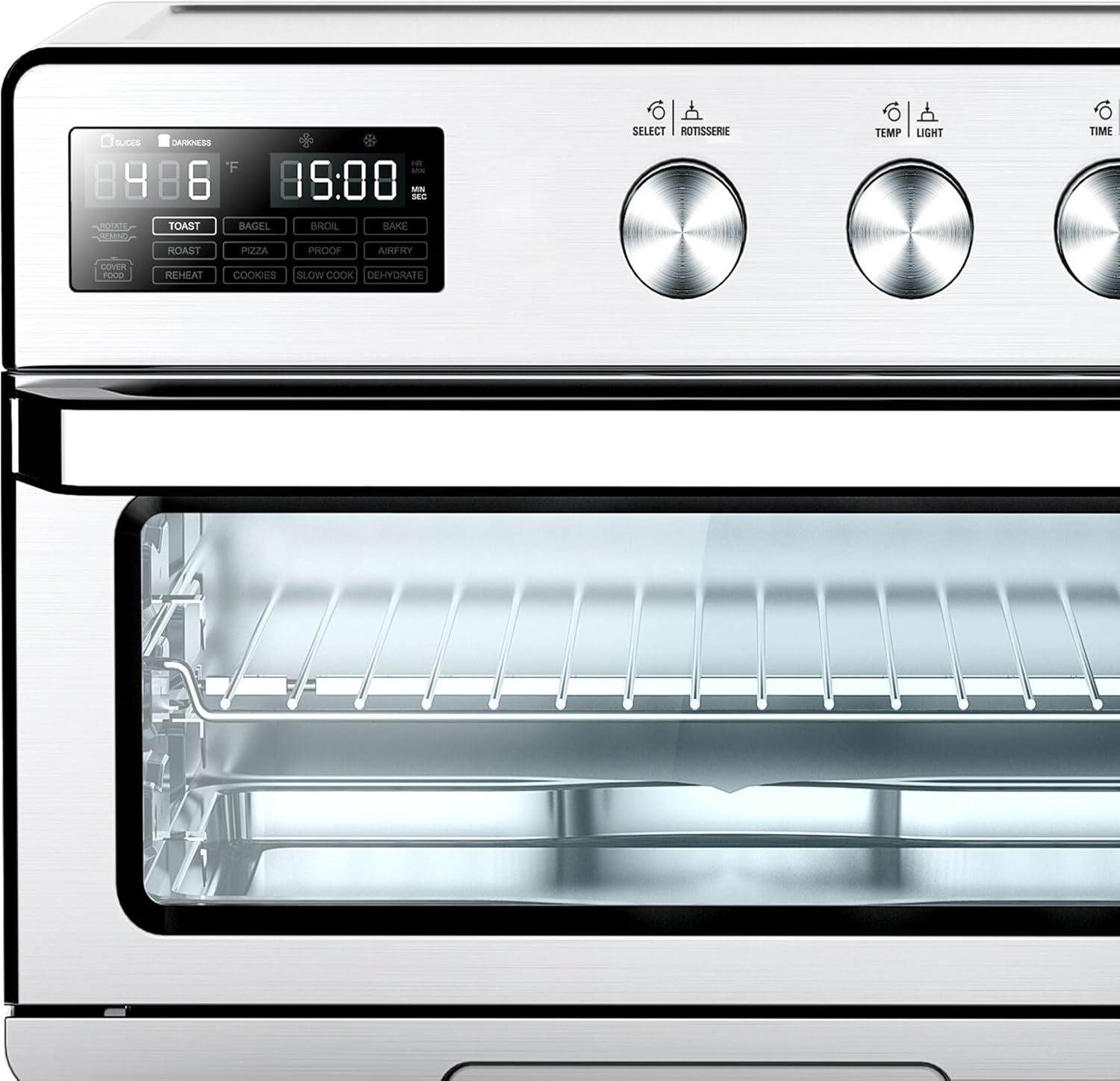 TurboTronic digitaler Heißluftofen - XXL 32 Liter mit Drehspieß für Hähnchen 5 in1 Mini Backofen, Dörrer & Power Heißluftfritteuse Airfryer ab 25°C