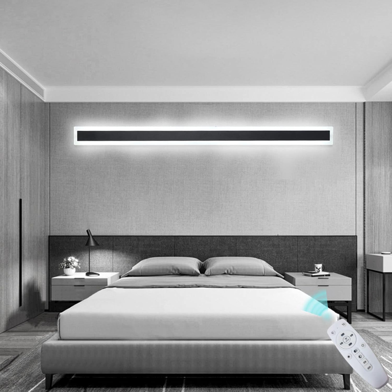 IP65 Wasserdichte Wandleuchte - Dimmbare Linearleuchte mit Fernbedienung für Innen Außen - 30 cm Lange Streifenlampe für Garten Innenhof Wohnzimmer Schlafzimmer Flur Treppen