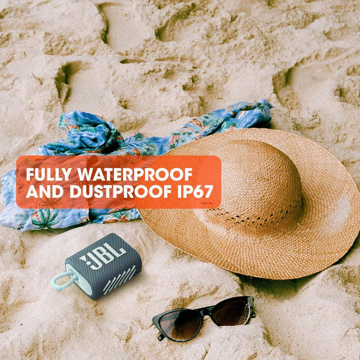 JBL Go 3 - Draagbare Mini Bluetooth Speaker, krachtig geluid en krachtige bas, IP67 waterbestendig