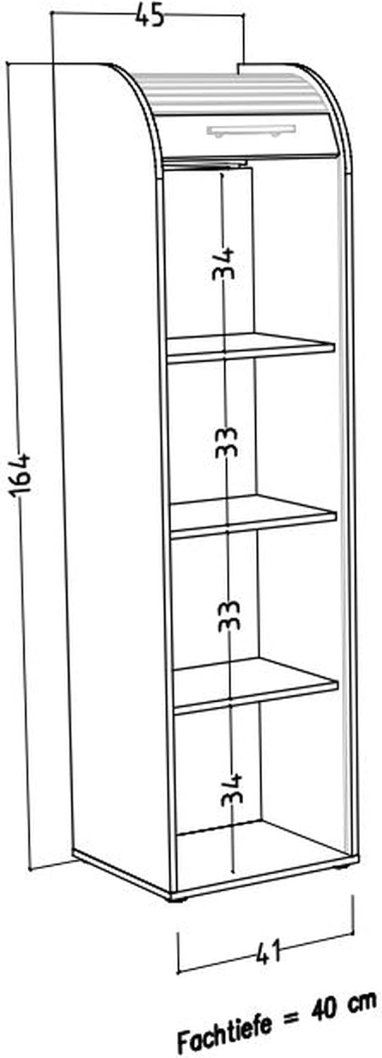 möbelando Rolloschrank Jalousienschrank Büroschrank Schrank Aktenschrank Organizer I Beton/Weiß