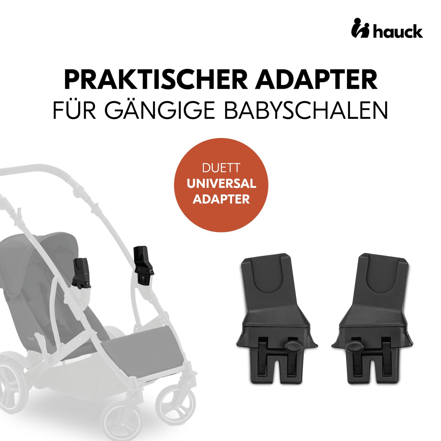 hauck Duett 2 Geschwisterwagen inkl. Regenschutz für Kinder bis je 15 kg, Hauptsitz umbaubar zur Babywanne ab Geburt mit Liegeposition, Zweitsitz Abnehmbar, Höhenverstellbar (Black Forest)