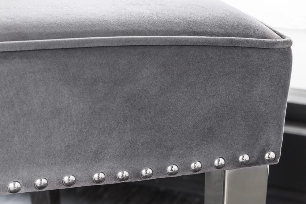 riess-ambiente.de Design Sofabank Castle Deluxe 165cm grau Samt Löwenkopf Chesterfield Barock, Esszimmerbank mit Rückenlehne, Sitbank, Küchenbank, Polsterbank