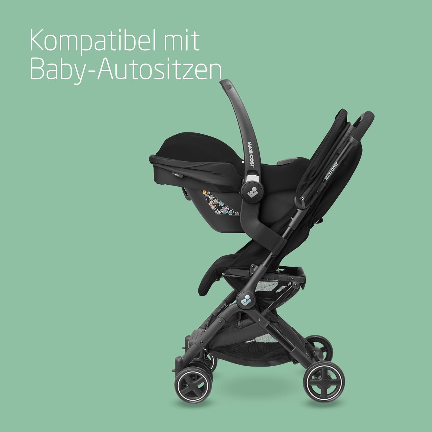 Maxi-Cosi Lara2 Baby Kinderwagen, 0–4 Jahre, 0–22 kg, federleichter, kompakter Buggy, 3 Liegepositionen, flache Liegeposition, klein zusammenklappbar, Schultergurt, Essential Graphite
