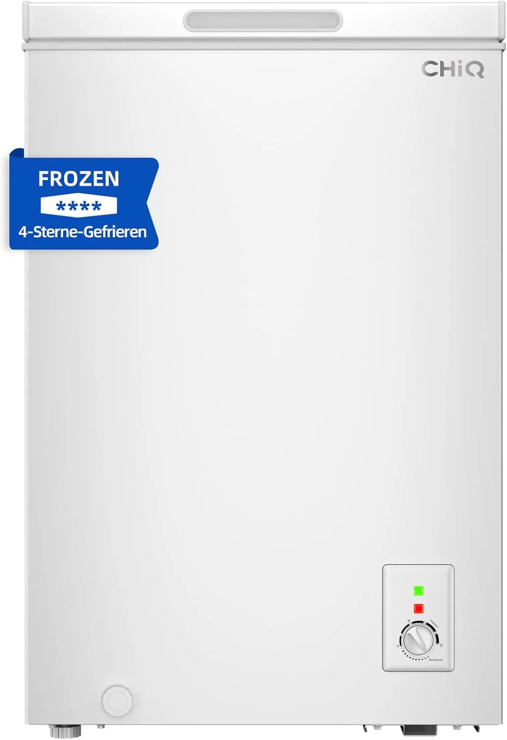CHiQ FCF98DE Vrieskist 99 L, 54,5 x 47,6 x 83,5 cm, 4-sterrenvriezer, Thermostaatregeling, Draadmand, Balancerende deur, Stil, Wit