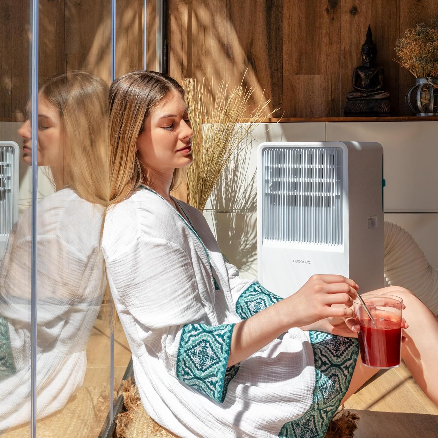 Cecotec - Mobile Klimageräte ForceClima 7550 Style Connected, 7000 BTU, Abdeckungsbereich 20 m2, Fernbedienung, Berührung, LED -Bildschirm, 4 Modi, 2 Geschwindigkeiten, Luftentfeuchter, Timer