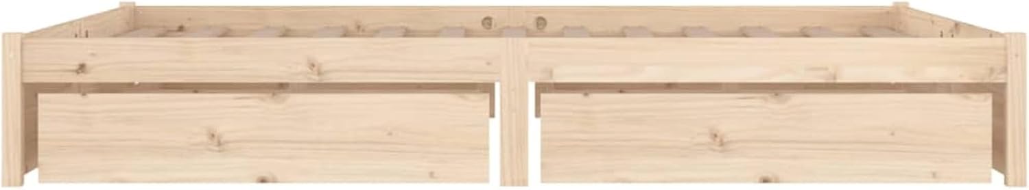 Bett 200x200 mit Stauraum Holz Bett mit Schubladen Stauraumbett mit Lattenrost Doppelbett Bettkasten Jugendbett Holzbett Bettrahmen Schlafzimmer-Natur-200 x 200 cm