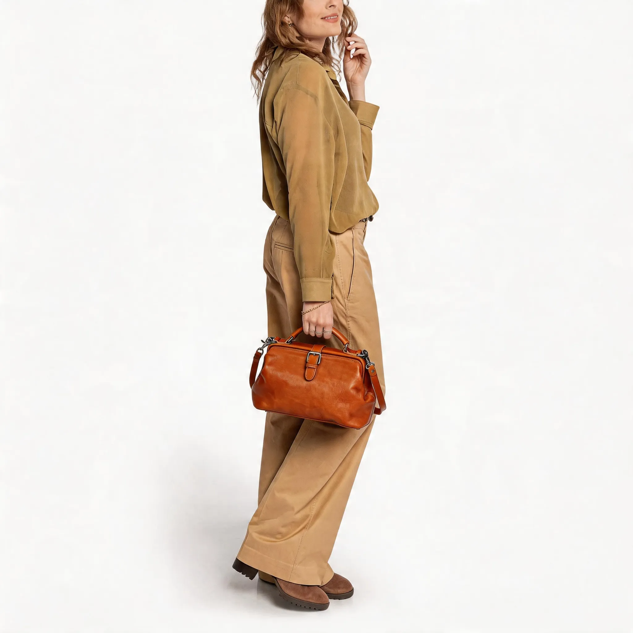 Brown Leather Doctor Crossbody Satchel Bag
