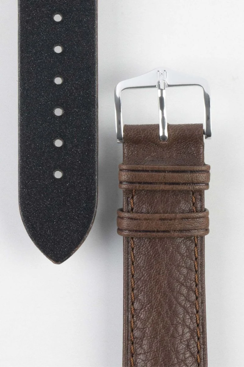 Hirsch CAMELGRAIN No Allergy Leather Watch Strap in BROWN