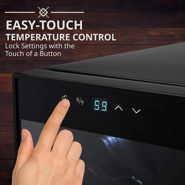 Ivation 18 Bottle Compressor Wine Cooler Refrigerator with Lock, Black