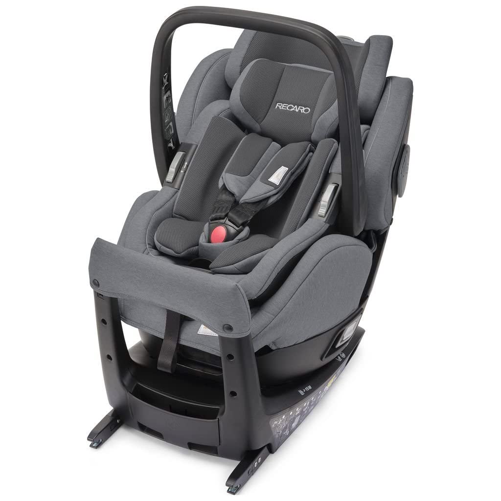 Recaro kinderautostoel Salia Elite incl. babyautostoel (gewicht 2,9 kg), 360 graden draaibaar, I-Size, 0-18 kg, 40-105 cm, max. 4 jaar, met visuele indicatoren, Prime Silent Grey