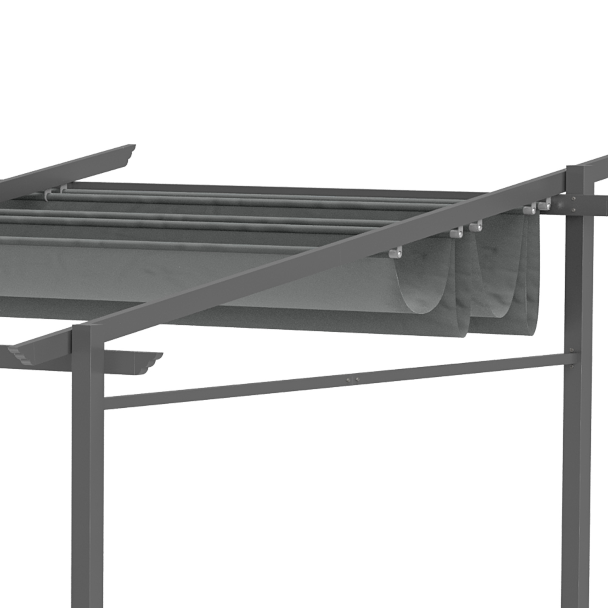 Pergola met Bevestigingsmaterialen, Intrekbaar Dak, 3,97m x 2,95m x 2,3m, Donkergrijs
