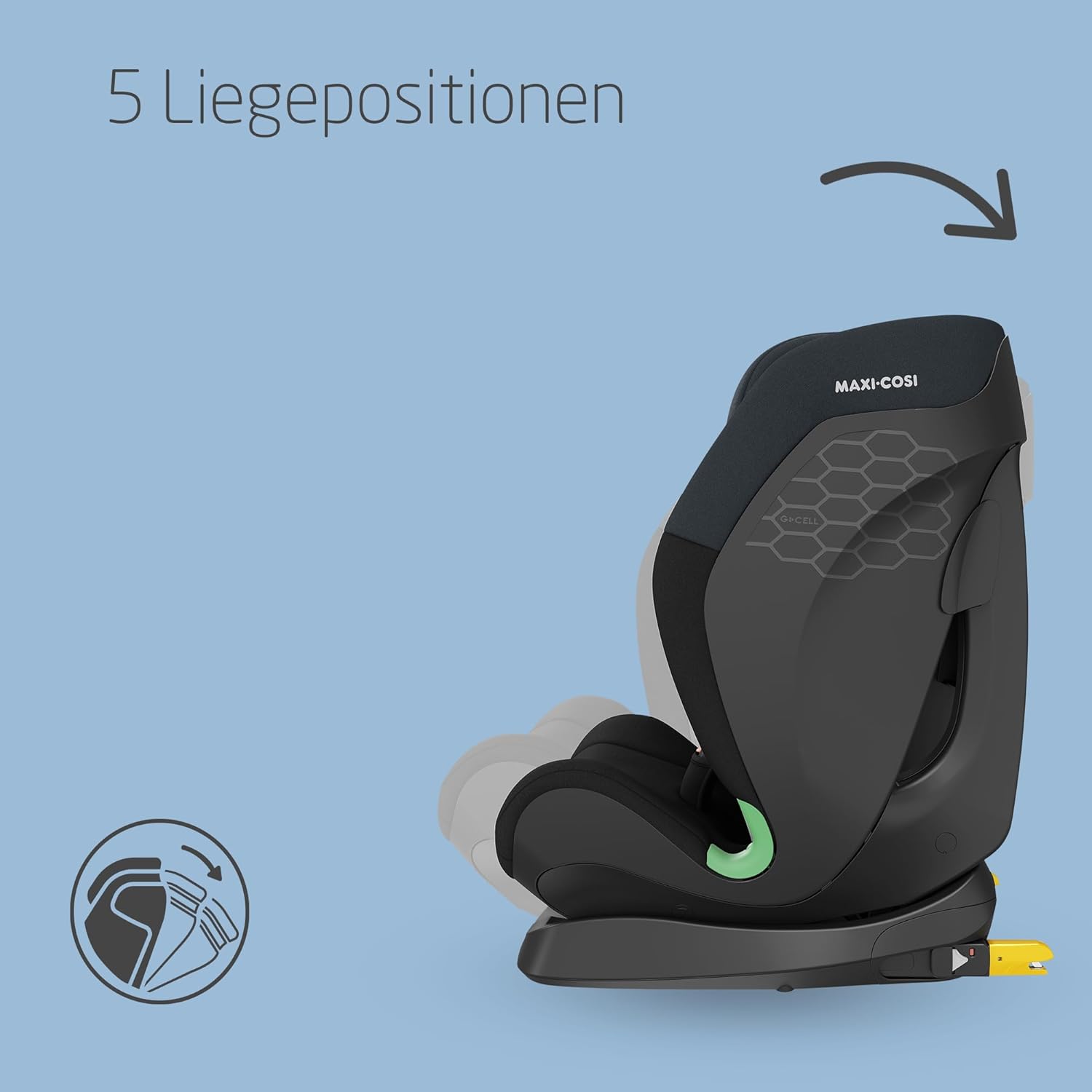 Maxi-Cosi Titan S i-Size, Mitwachsender Kindersitz, 15Monate–12Jahre (76–150cm), ISOFIX Kindersitz Auto, 5 Sitzpositionen, 13 Kopfstützenstufen, G-CELL-Schutz, 5-Punkt-Sicherheitsgurt, Tonal Black