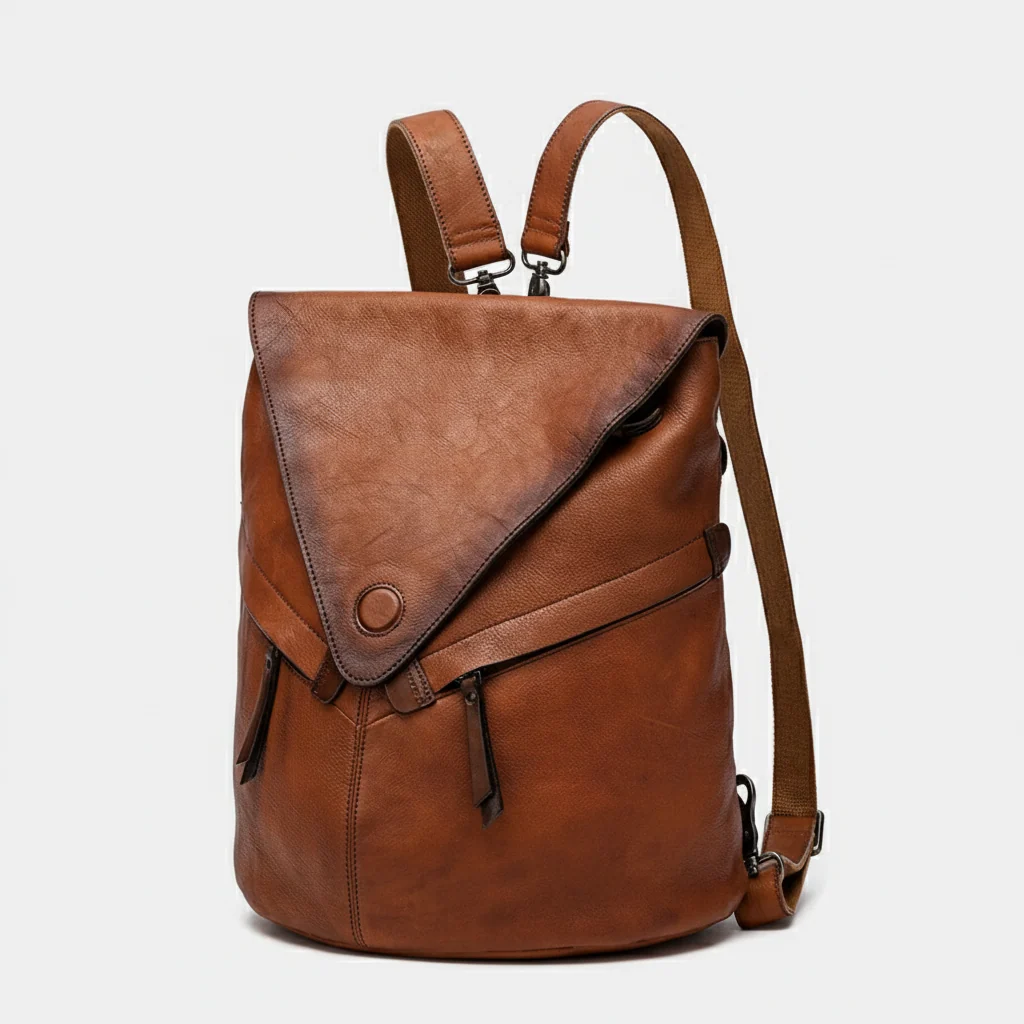 Classic Leather Convertible Backpack School Bag