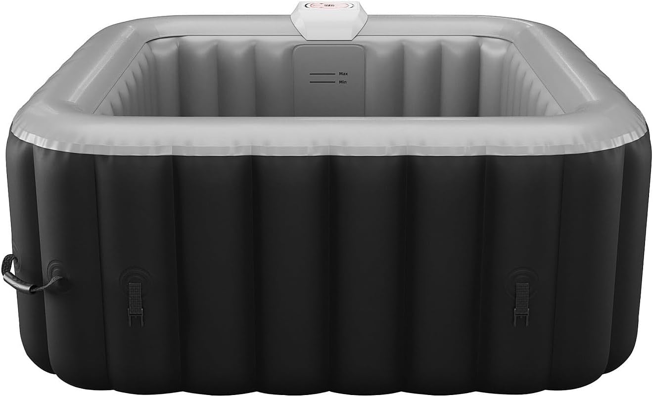 Aufblasbarer für 4 Personen - quadratisch - 154 x 154 x 65 cm - 120 Wasserdüsen - Schwarz & Grau - B-Cosy II