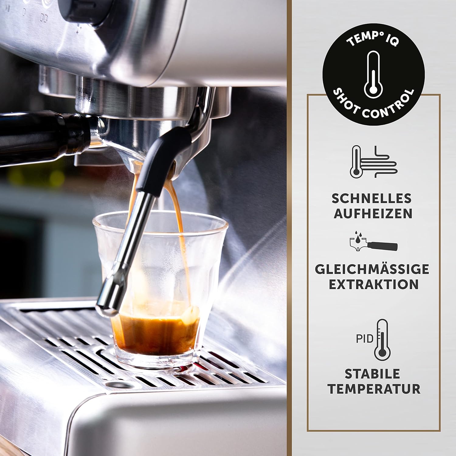 Breville Barista Max Siebträgermaschine | Espressomaschine/Kaffeemaschine mit integriertem Mahlwerk und Milchaufschäumer| 2,8-l-Wasserbehälter | Italienische Pumpe mit 15 Bar | Edelstahl [VCF126X]
