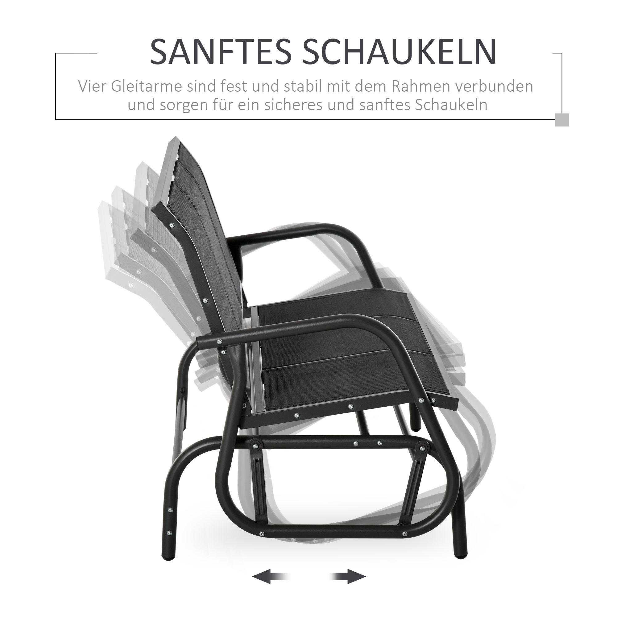 Schommelbank 3-zits tuinbank bank parkbank metaal 151 x 75 x 85 cm