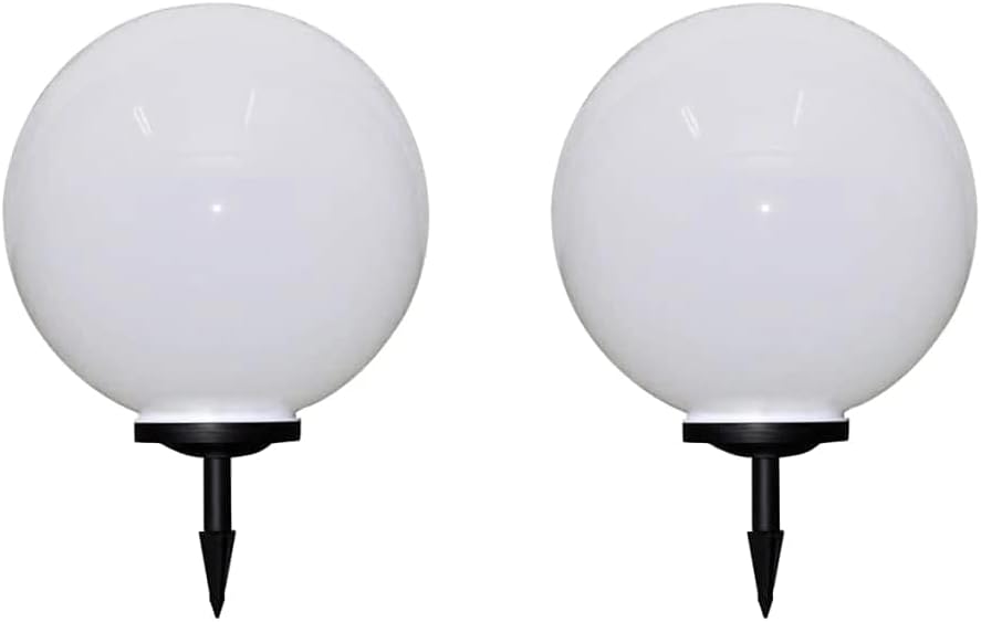 vidaXL 2x Wegeleuchte LED Kugel Solarkugel Gartenlampe Kugelleuchte Außenlampe Solarlampe Solarleuchte Außenleuchte Gartenleuchte 50cm mit Erdspieß