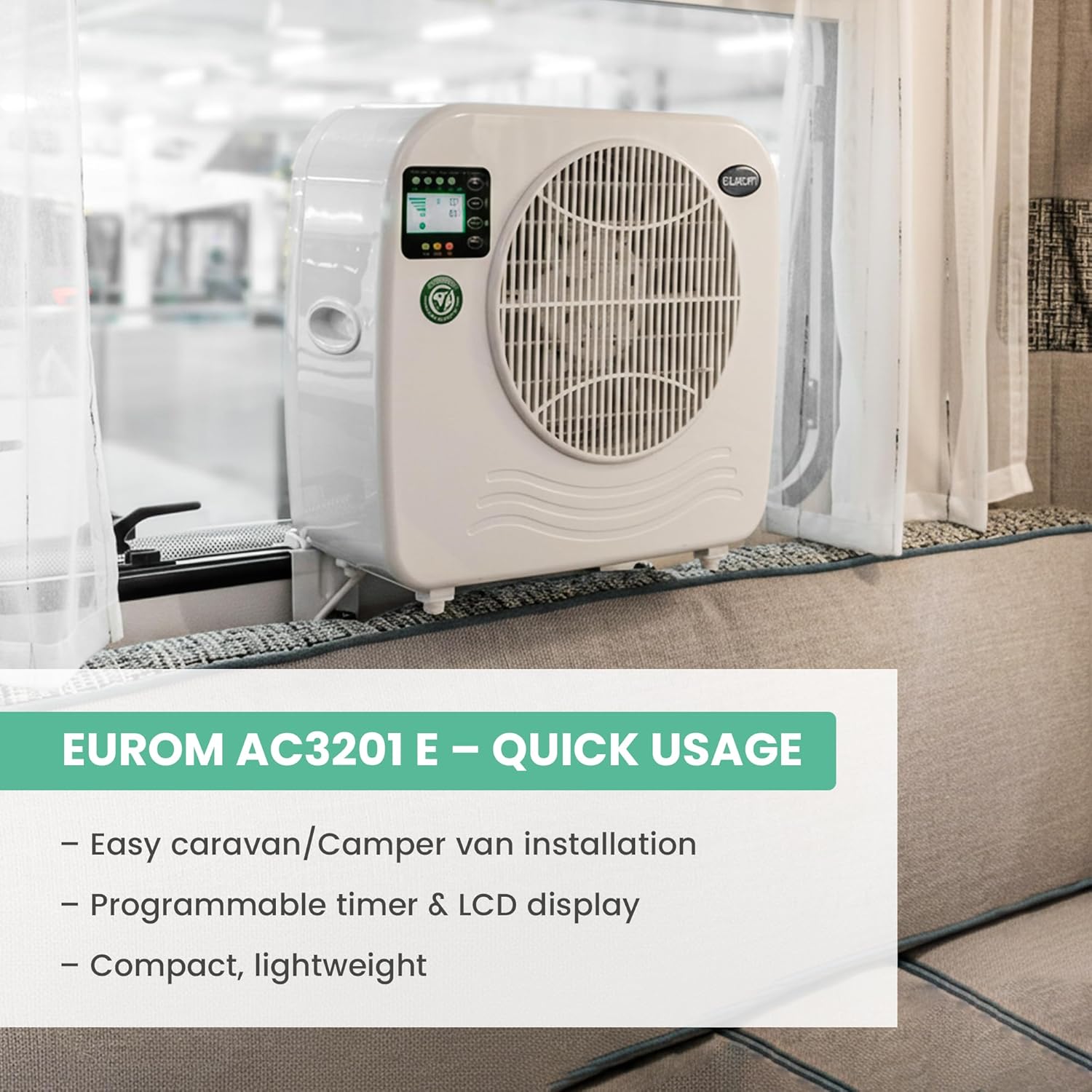 EUROM Split Klimaanlage AC2401 für Wohnwagen, Wohnmobil, Camping, Boot, Bus, Camper, Caravan, Mobilheim | Mobiles Klimagerät mit 2400 BTU | Verbessertes Modell dem legendären Klima AC2400