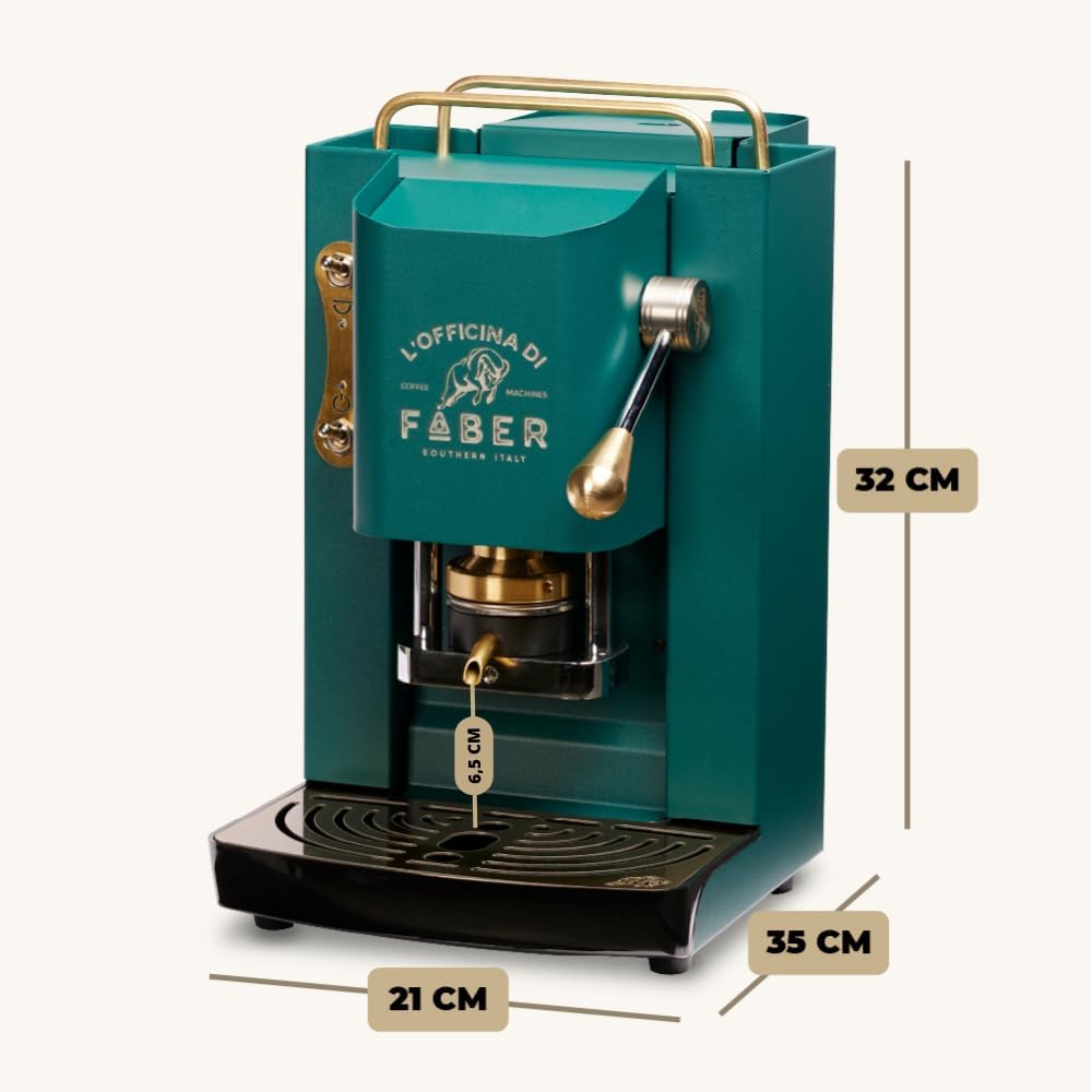 Faber PRO Total Deluxe Kaffeemaschine aus Messing, 44 mm Ese Papier, 1.3 liters, (Weiß)