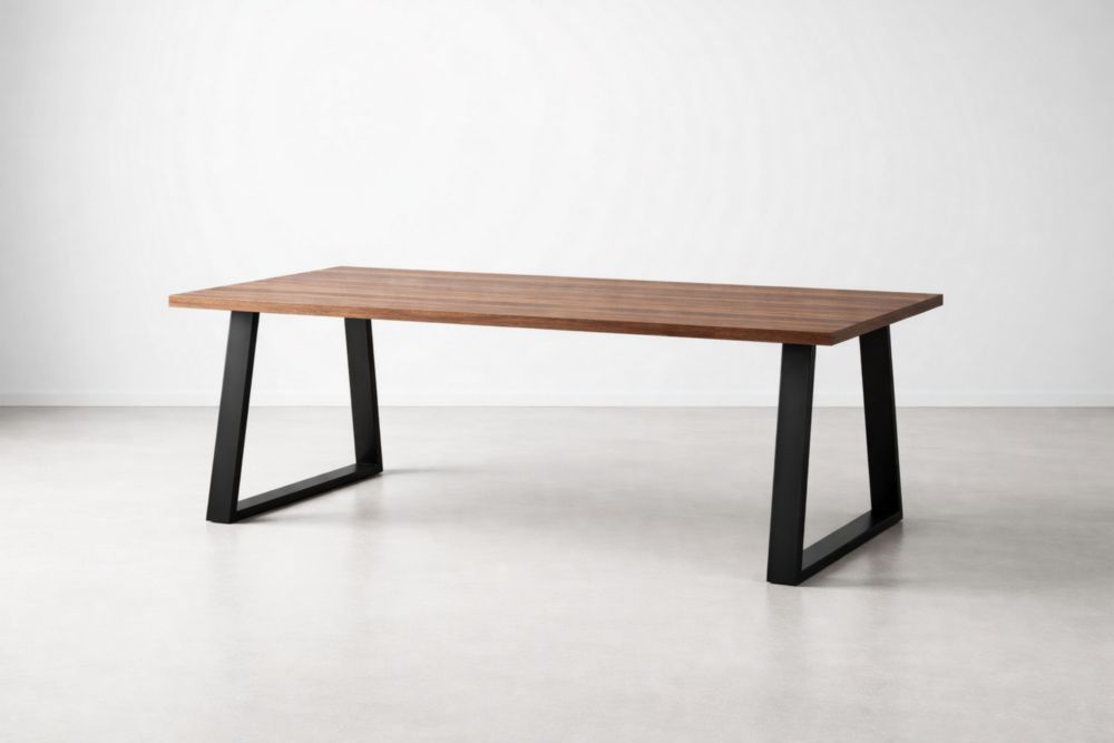 Solid Wood Dining Table with Steel Legs 200cm x 90cm x 75cm Brown/Black