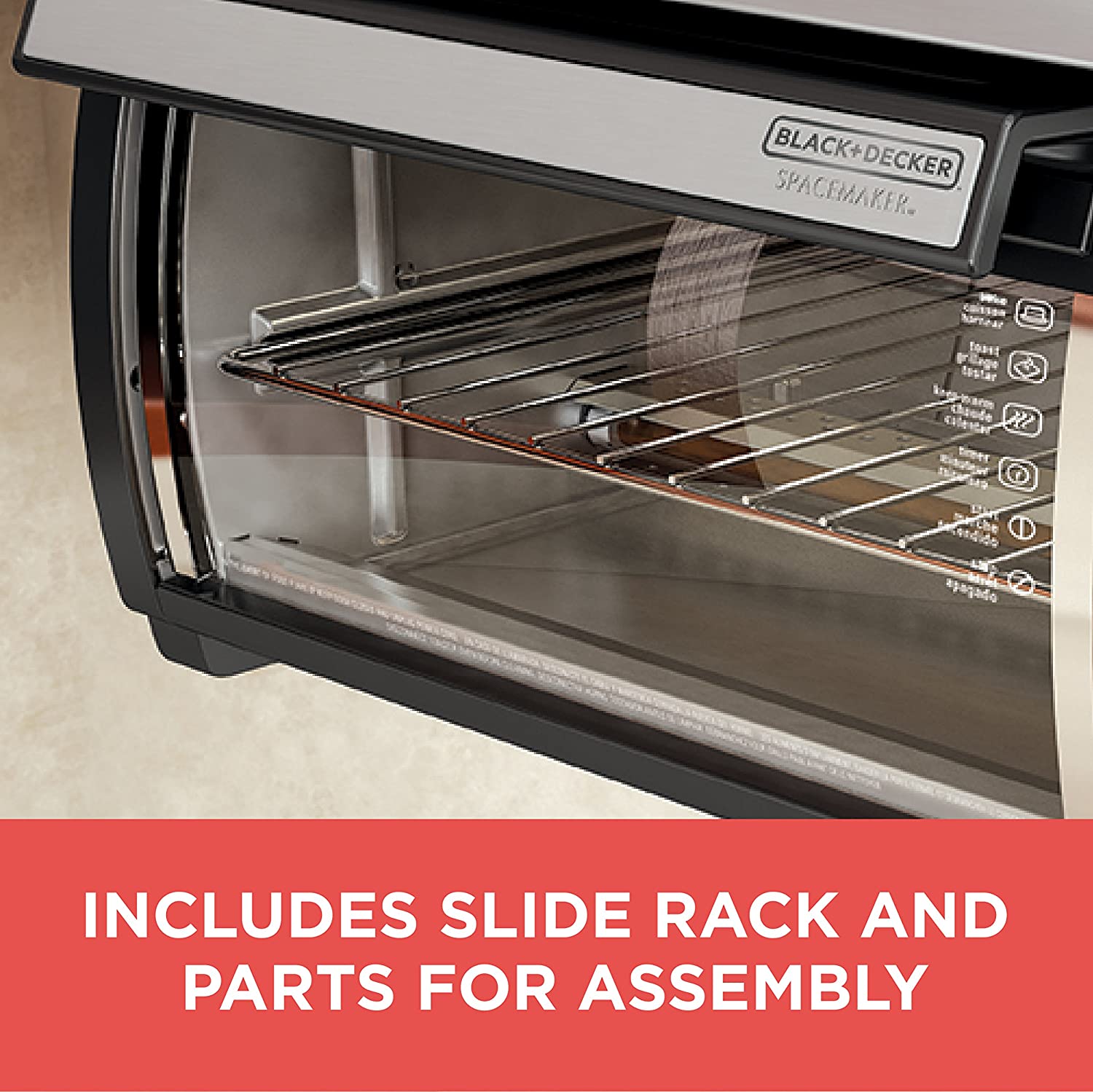 BLACK+DECKER Spacemaker Under-Counter Toaster Oven, Black/Stainless Steel, TROS1000D
