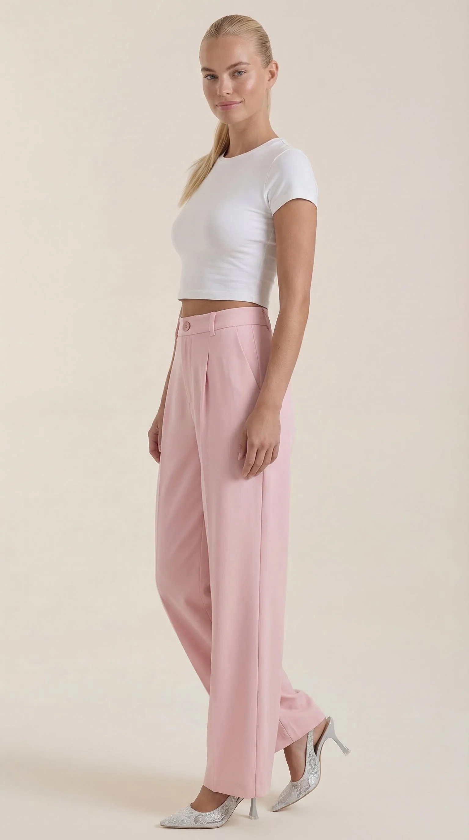 High Waist Stoffhose