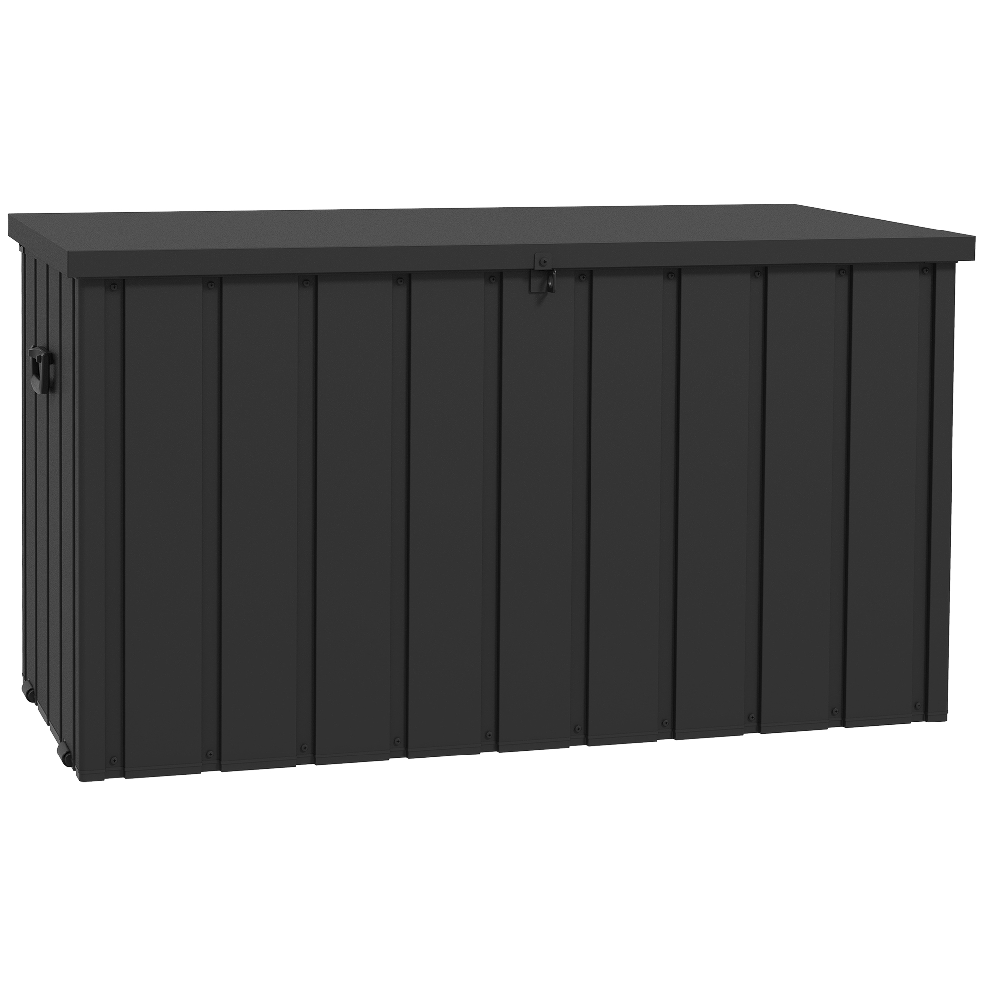 Outsunny Opbergbox, Tuinkist, 450L opbergruimte, 2 wielen, stalen frame, 125x61x70 cm, Donkergrijs
