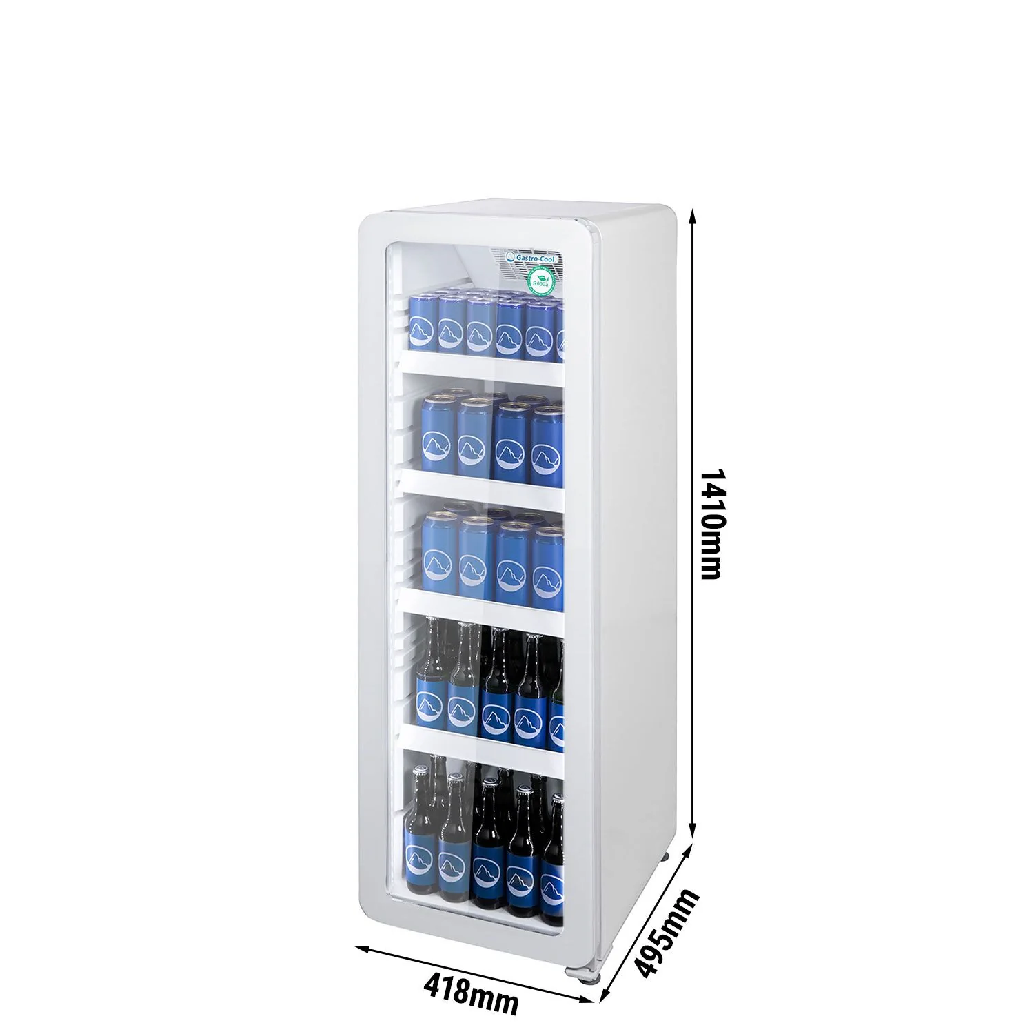 GASTRO-COOL | Drikkekjøleskap - 140 l - smal - 1 glassdør - hvit
