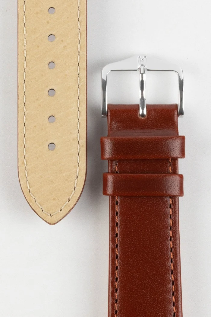 Hirsch OSIRIS Calf Leather Watch Strap in MID BROWN