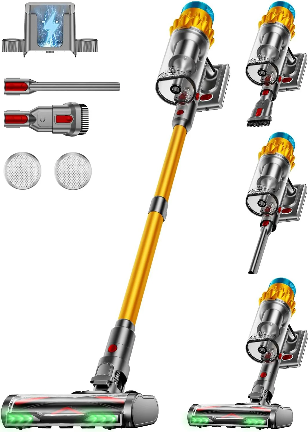 Cordless Vacuum Cleaner. 650W/55KPA/70 Mins Vacuum Cleaners for Home with Self-Standing. Anti-Tangle Brush. Smart Display and 1.8L Cup Cordless Stick Vacuum Cleaner for Pet Hair/Carpets