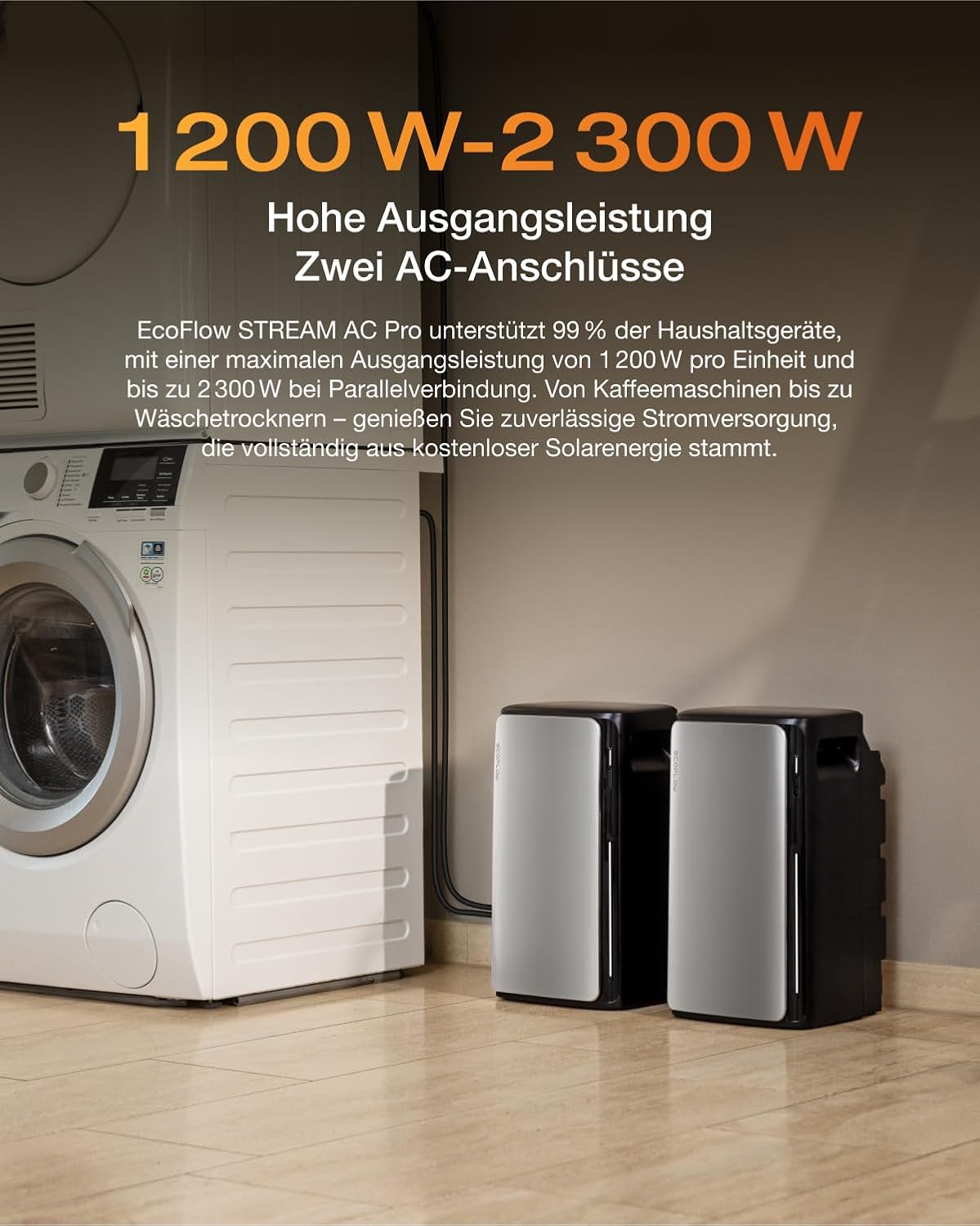 ECOFLOW Stream AC Pro 0% VAT, Balkonkraftwerk mit Speicher 1,92kWh,100% Kompatibel mit Allen Balkonkraftwerke, 2300W Dual AC-Anschlüsse, Kleine Verpackungsmängel, Produkt unbenutzt(Generalüberholt)